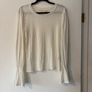 Nation LTD Bell Sleeve Top Womens Size‎ Small White 100% Pima Cotton